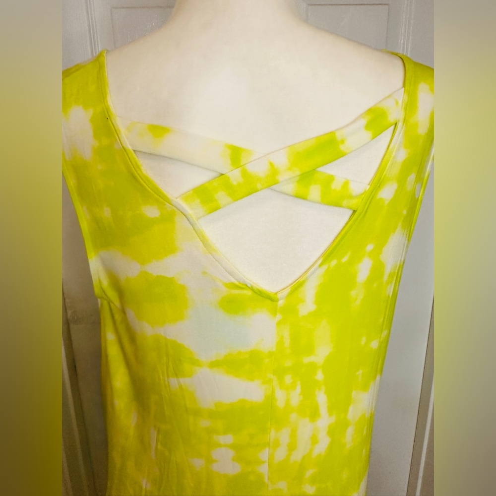 Style & Co Dress Sleeveless Fun Yellow Flip Flop Cut Out Back Knee Length Sz XL - Picture 7 of 9